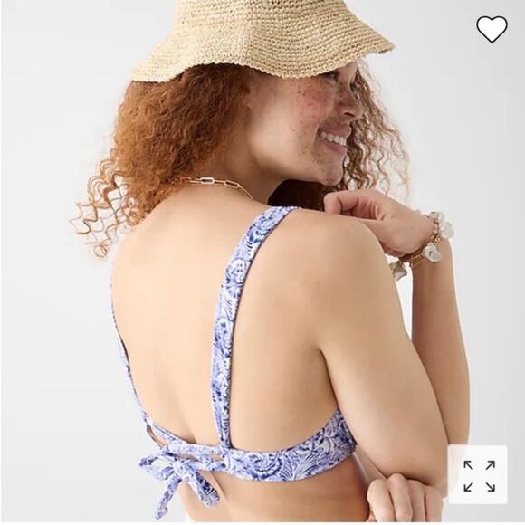 J. Crew Womens Cross Back Underwire Bikini Top Size 42D In Dandelion Swirl - Picture 5 of 11
